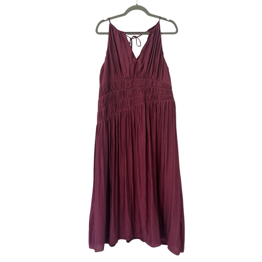 Anthropologie Moulinette Soeurs Plum Smocked Halter Midi Dress Size 2 - Picture 2 of 8